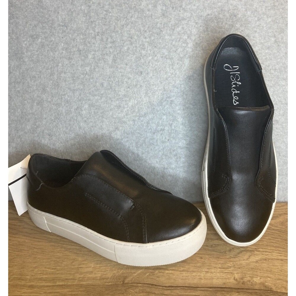 J Slides Sz 6 Shoe New Black Leather Platform Alara Sneaker Loafer